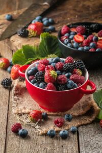 different berries in bowl.